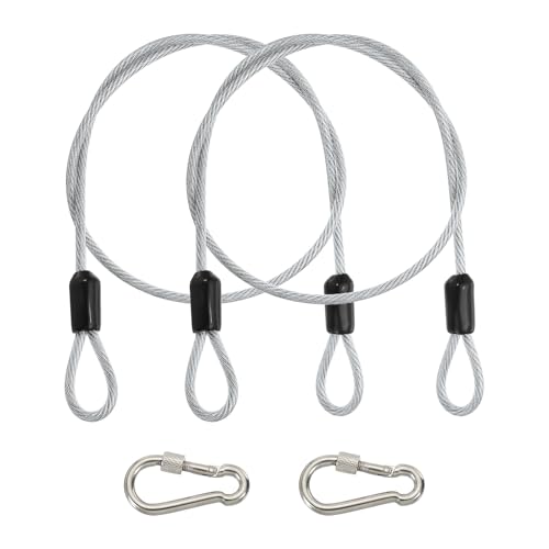 PATIKIL Security Cable 2 ft x 1/8" (3mm), 2Pcs Braided Stainless Steel Coated Safety Wire Rope with Double Loop for Travel Luggage Bicycle Lock Cable, Transparent
