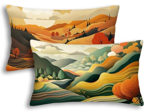 Taie oreiller 40x80 paysage lot de 2 housse coussin rectangulaire deco canape - 2