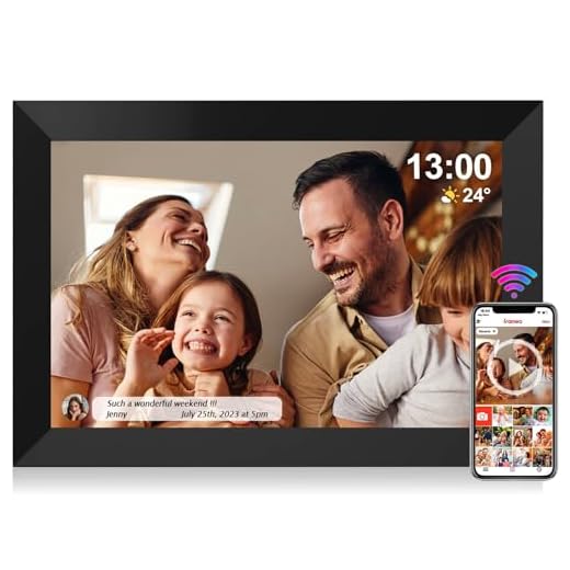 UCMDA Cornice Digitale WiFi 10,1 Pollici - Cornici Digitali Smart Touchscreen IPS HD, Portafoto Digitale con Auto-rotazione, Cloud Cornice Foto Digitale/Condividi Foto con l'App Frameo