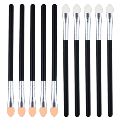 10Pcs Double Sided Eyeshadow Applicators Stick Sponge Eyeshadow Brush Sets Portable Makeup Brushes for Women Sponge Washable Reusable Professional Eye Shadow Makeup Applicator Tool for Women