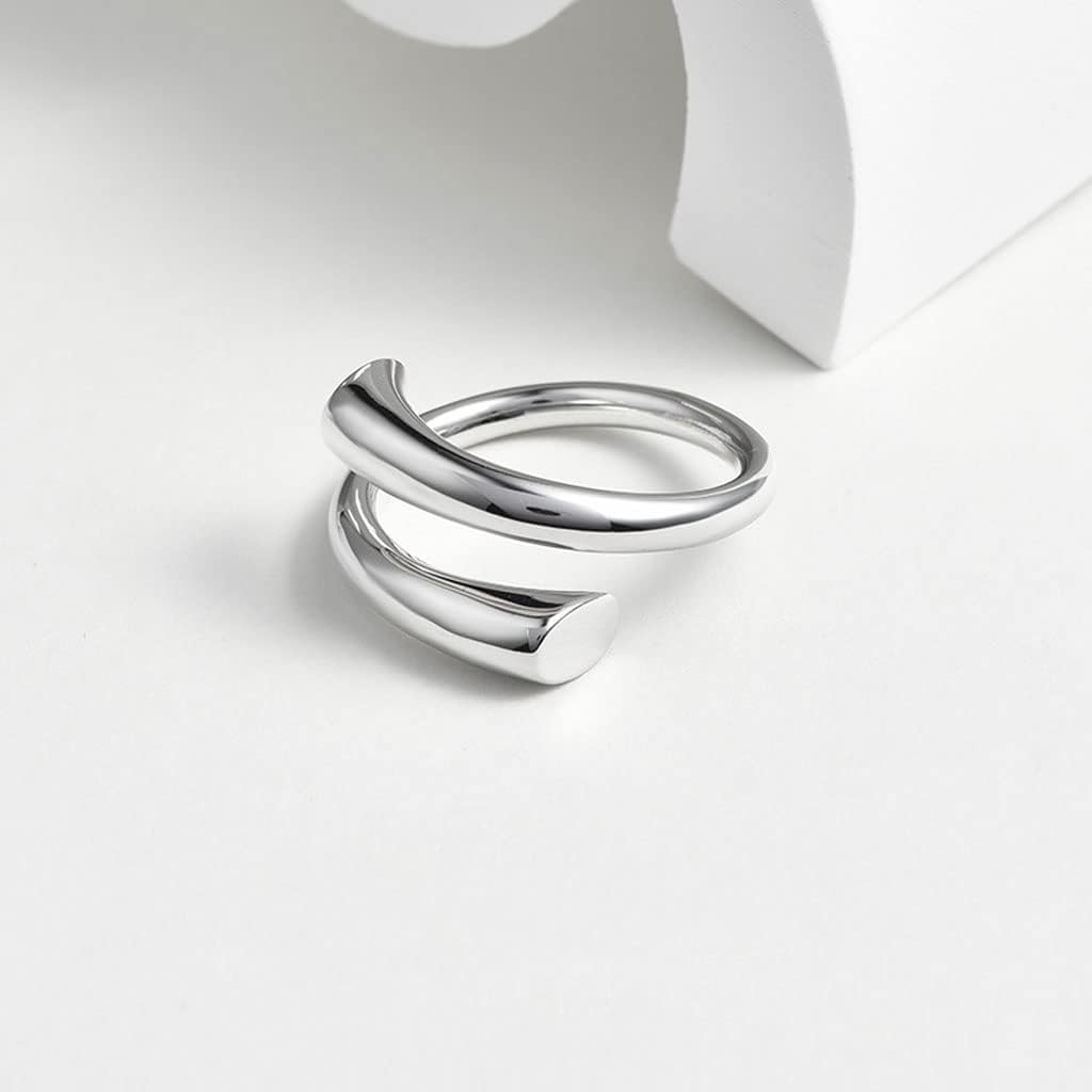 Adjustable 925 Sterling Silver Rings Double Line Thumb Ring Statement Minimalist Jewelry High Polish Open Ring for Women - Image 4