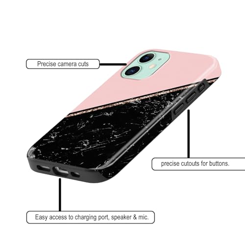 Image of COLORflow Back Cover Compatible with iPhone 11 | Beautiful Black Pink Marble | Designer Printed Glossy Armoured Bumper Back Cover Compatible with iPhone 11