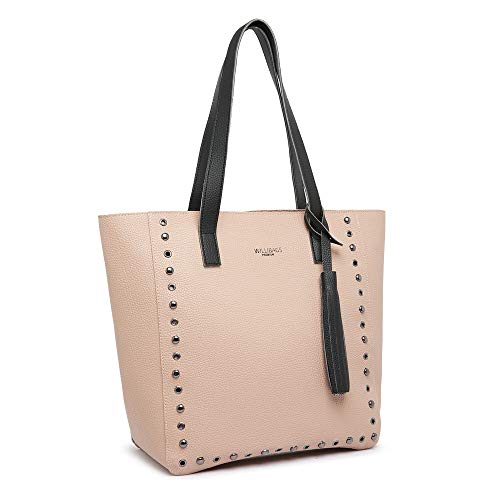 Kit Bolsa Sacola Grande Feminina + carteira com porta cartões Willibags (Nude)
