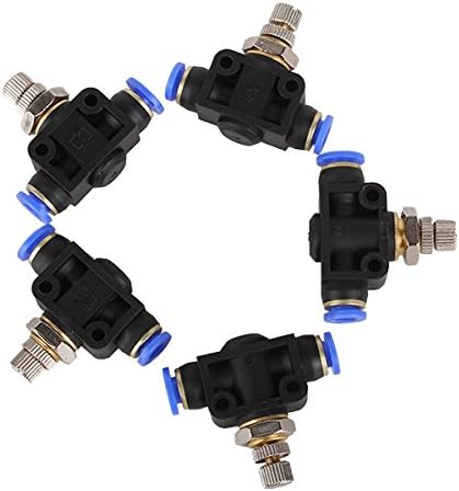 5pcs 6mm Push in to connect inline Air Fitting Pneumatic Speed Flow Control Tube