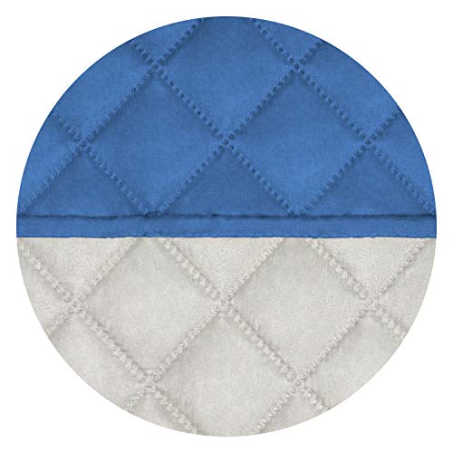 Image of PureFit Reversible Quilted Sofa Cover, Water Resistant Slipcover Furniture Protector, Washable Couch Cover with Non Slip Foam and Elastic Straps for Kids, Dogs, Pets (Loveseat, Blue /Ivory)