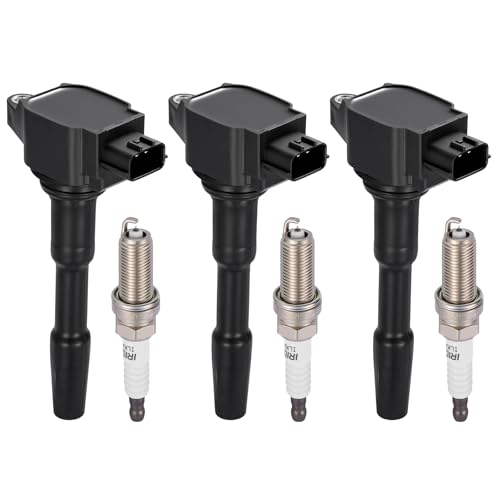 Image of BDFHYK 3 Ignition Coil Pack UF808 and 3 Iridium Spark Plug 91121 Compatible with Smart Fortwo 2016-2017 0.9L l3 Coil for C987 2819060000