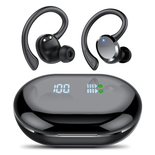 Auriculares Inalambricos Deportivos, Bluetooth 5.4 con HD Micrófono HiFi Estéreo Pantalla LED, 68H de Reproducción con Cancelacion Ruido ENC, IP7 Impermeable Cascos Inalambricos, Ajuste Cómodo