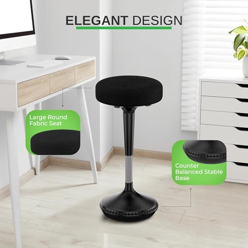 Image of Uncaged Ergonomics Wobble Stool - Height Adjustable (23-33 inch) Ergonomic Standing Desk Chair, Flexible Seating for Office, Classroom, and Active Sitting - Black
