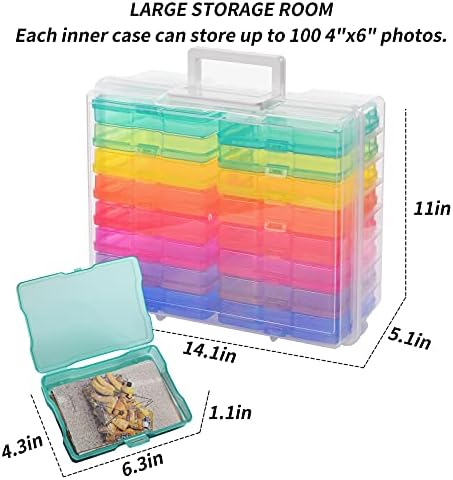Plastic Photo Box Storage 16 Cases with Removable Dividers for Organizing Photographs, Stamps, Stationery, Jewellery, Seed, Toys, Arts and Craft.
