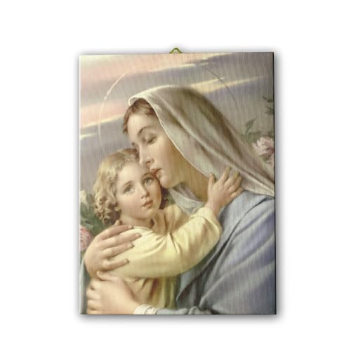 L'immagine raffigurante Maria con Gesù Bambino è stampata direttamente su una tela in cotone