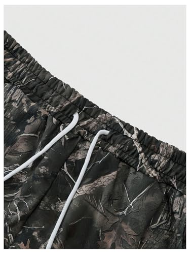 Men's Camo Wide Leg Baggy Pants Drawstring Waist Outdoor Hunting Long Trousers Streetwear3