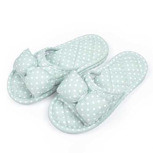 Floral Velvet House Slippers for Women, Lightweight Open Toe Washable Portable Foldable Comfortable Guest Hotel Travel Airplane Spa Slippers