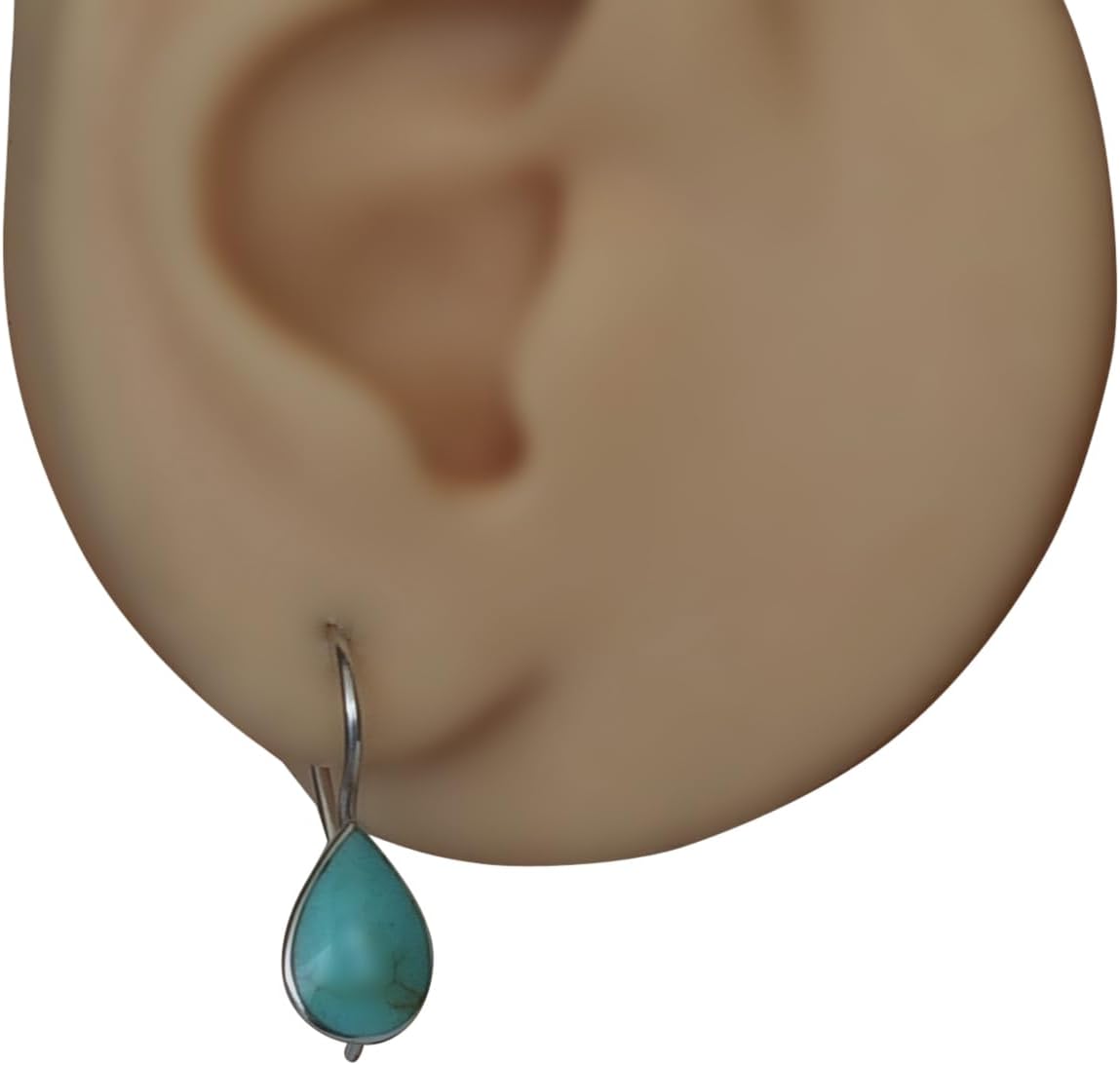 Handmade Turquoise Dangle Earrings, 925 Sterling Silver, Pear Shape 11x8mm Reconstructed Turquoise Gemstone Drop Earrings for Women, Tarnish & Water Resistant, By MiYa Jewelry Creations - Image 3