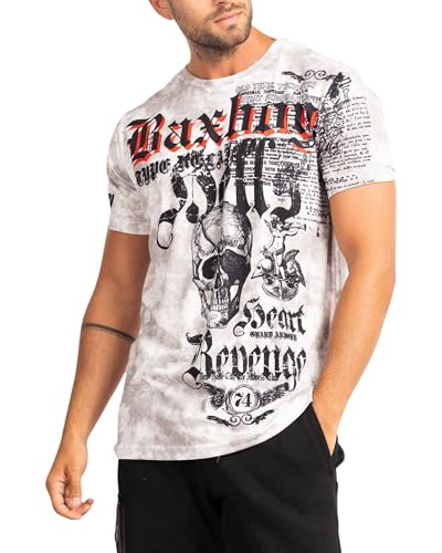 Subliminal Mode T Shirt Uomo Cotone Sfumato Vintage Girocollo Manica Corta BX06, 06 Bianco, XL