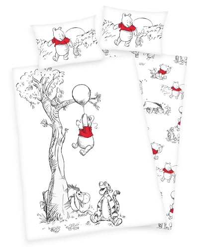 Disney Winnie The Pooh Baby Flanell Bettwäsche 40x60 + 100x135cm, 100% Baumwolle/Biber
