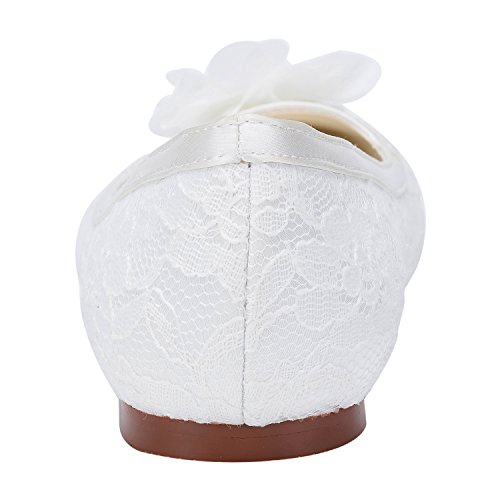 Emily Bridal Women's Satin Flat Heel Flats Crystal Heel4