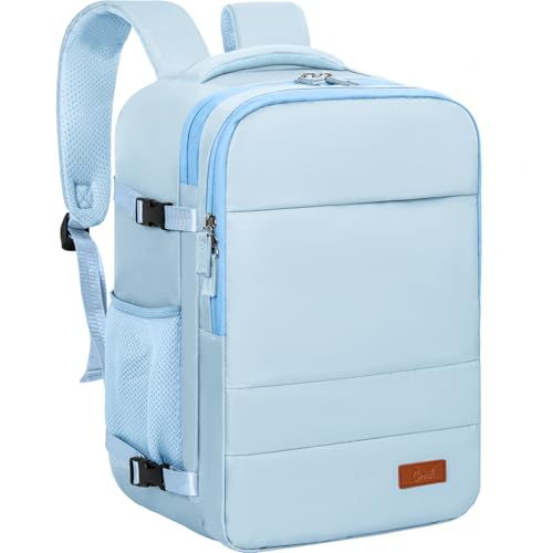 GMAK Travel Backpack for Men Women, Carry on Backpack with USB Charging Port, 15.6 inch Laptop Backpack Lightweight Cabin Bag Casual Daypack 20L Luggage Bags for College, Business, Travel, Light Blue