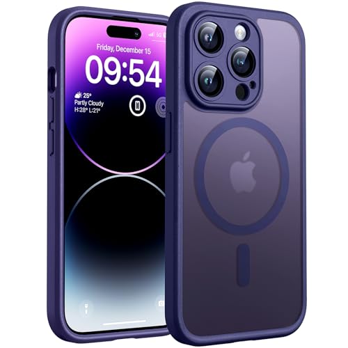 TOCOL fĂĽr iPhone 14 Pro Max HĂĽlle, Kompatibel mit MagSafe, Matt Dunkellila