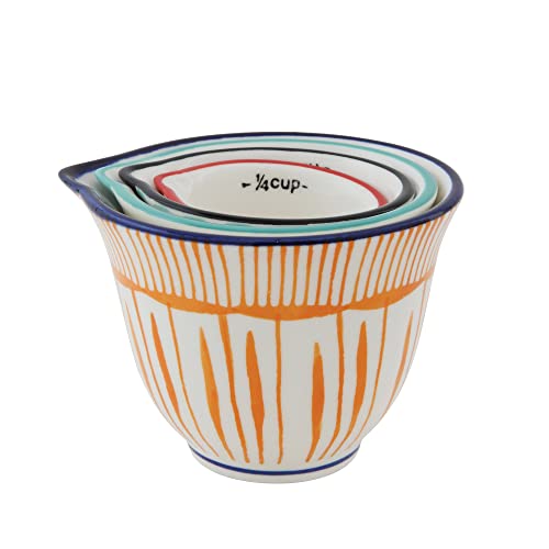 Creative Co-Op DA7742 Hand Stamped Striped Stoneware Measuring Cups  thumb #2
