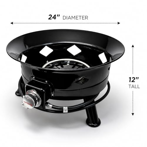 Flame King Smokeless Propane Fire Pit, 24-inch Portable Firebowl, 58K BTU with Self Igniter, Cover, & Carry Straps for RV, Camping, & Outdoor Living - Image 6