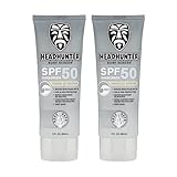 Headhunter Heavy Duty Reef Safe Sunscreen SPF 50 for Surfing - Natural Mineral Sunscreen Face Cream - Broad Spectrum UVA/UVB Safe, Skin Defense Against Damage - Tinted Light Brown Formula (2 Pack)