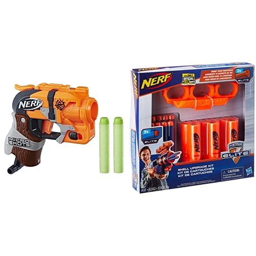 Image of Nerf Micro Shots Zombie Strike Hammer Shot with Shell Upgrade Kit - Includes 3 Shells, 9 Official Elite Darts, Shell Holder, Ages 8 and Up
