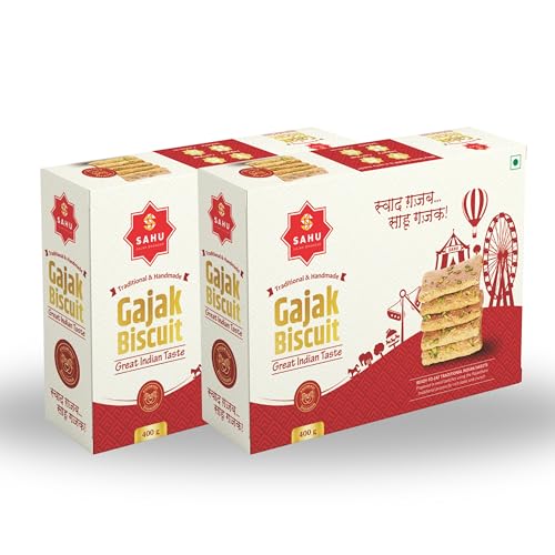 Image of SAHU GAJAK BHANDAR Gazak 800g (Pack of 2 x 400g) | Gajjak, Gud Gachak, Sesame Chikki, Til Sweet Jaggery Bar, No Added Preservatives or Colours