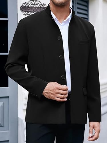 Mens Casual Suit Blazer Jackets Stand Collar Slim Fit Business Sport Coats Regular Fit Lightweight Suit Jacket for Men2