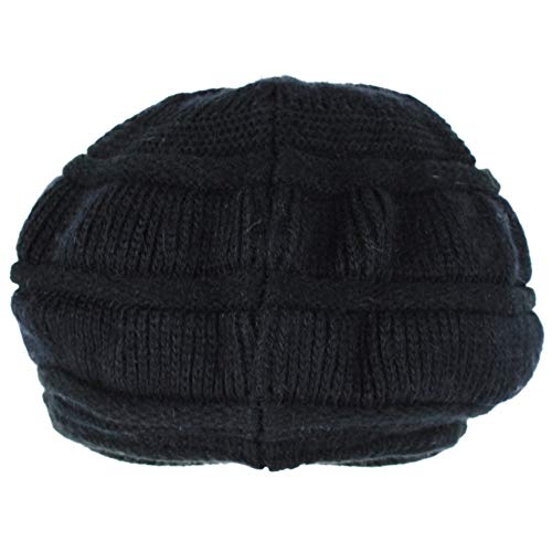 Muryobao Winter Hat Crochet Knit Slouchy Beanie Cap Outdoor Warm Snow Ski Knitted Hats with Visor for Women Black - Thumbnail 6