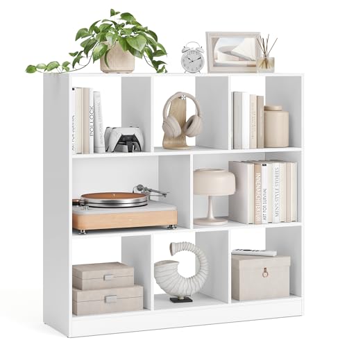 VASAGLE LBC52WT Bibliothèque en bois avec cubes ouverts, support autoportant pour salon, chambre à coucher, chambre d'enfant, 97,5 x 30 x 100 cm, blanc