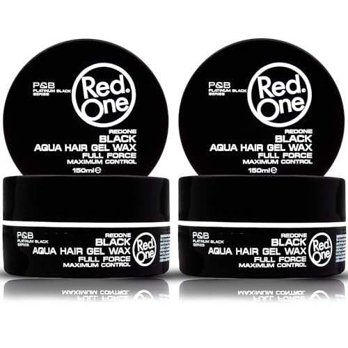 RedOne Aquatisches Haarwachs Schwarz 150ml | Haarwachs für Männer und Frauen | Ultra-Halt | Grüner Zitronenduft | Maximale Kontrolle - 2 Stück