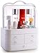 Sooyee Makeup Organizer, Modern Cosmetic Storage Holder with Handle, Make up Caddy Shelf Organization Display Boxes Case on Countertop, Waterproof, Dustproof (5 Drawers)