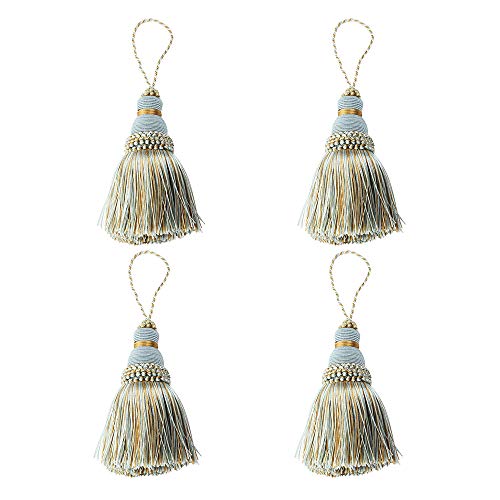 Fenghuangwu Colorful Tassel Key Tassel DIY Accessories for Curtain and Home Decoration-Mix blue-4PCS