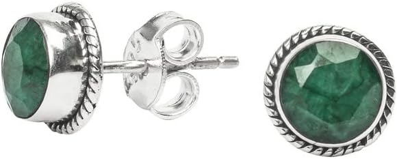 Gemstone Stud Post Earrings, 925 Sterling Silver Gemstone Earring 6 MM Round Girls Women Gift