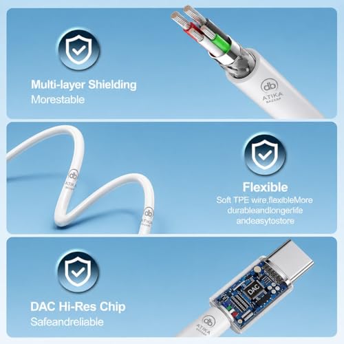Image of USB C Wired Earphones with Mic, in-Ear Headphones Type C, Deep Bass, Noise Isolation, Volume Control - Compatible with i Phone 15 /16 /17 & All Type C Smartphones