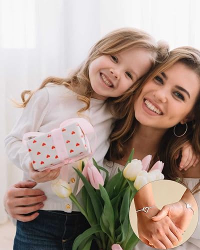 Image of Mother Daughter Bracelets Set for 2 Matching Heart Bracelets for Mother and Daughter to My Mom Bracelet Birthday Mothers Day Gifts for Mom Daughters