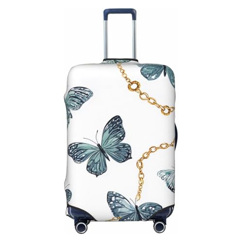 Butterfly Chain Luggage Cover Elastic Washable Protector Anti-Scratch Travel Suitcase Covers With Concealed Zipper For 18-32 Inch Luggage X-Large