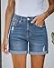 LookbookStore Women's Denim Blue Jean Shorts High Waist Fashion Stretch Light Blue Medium