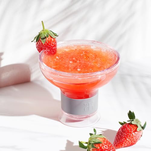 Image of Frozen Margarita & Cocktail Chiller Glasses | Set of 2 | 12 OZ Unbreakable Tritan Acrylic, Double Wall Plastic Insulated Glass to Keep Your Drink Cool with Freeze Gel Glass, SiliconeHolder (12 OZ)