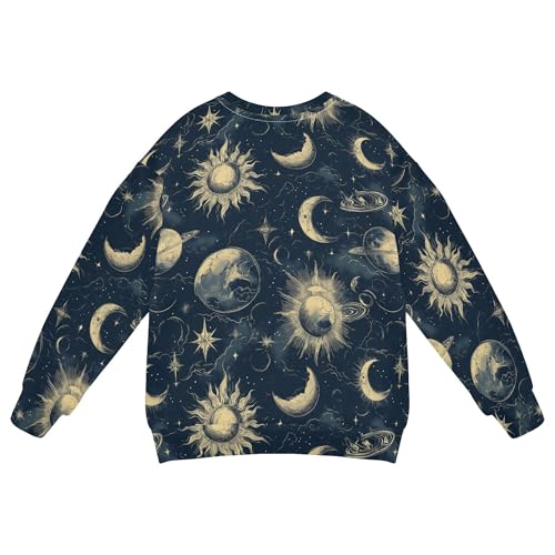 Sun Moon Galaxy Navy Little Boys Pullover Hoodie Long Sleeve Outerwear for Kids Camping 4T2