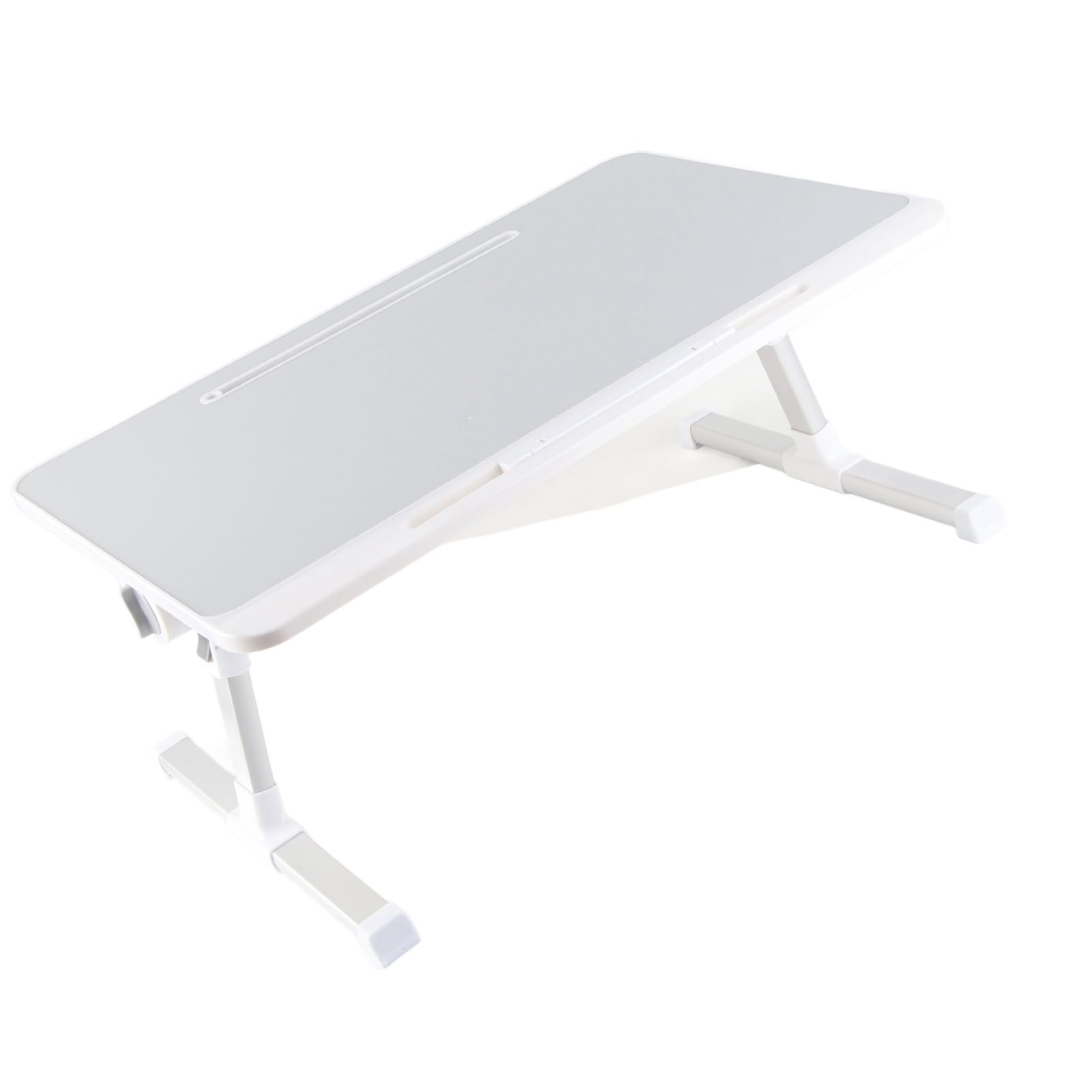 AMONIDA Mesa de Cama para Computadora Portátil con Patas Plegables para Escribir y Comer Portátil Aleación de Aluminio Ajustable 60x40cm (Gray)