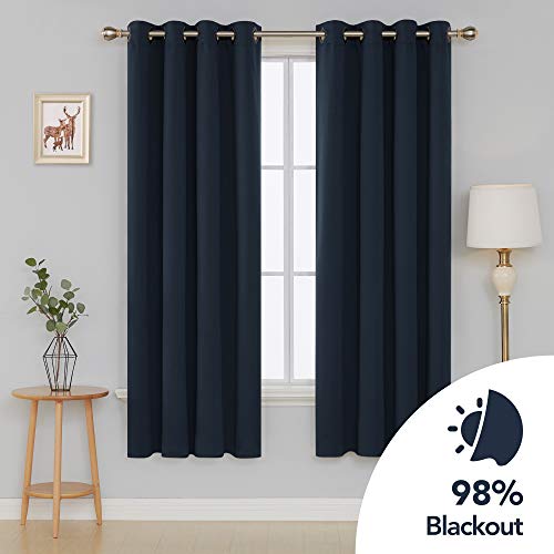 Image of Deconovo Navy Blue Blackout Curtains for Bedroom Grommet Top Thermal Insulated Room Darkening Curtains 52x72 Inch 2 Panels