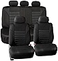 FH Group Car Seat Covers Full Set Black 3D Air Mesh - Universal Fit, Automotive Seat Covers, Low Back Seat Cover, Airbag Compatible, Split Bench Rear Seat, Washable Car Seat Cover for SUV, Sedan