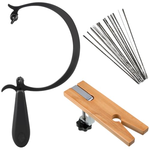 Mifoci 147 Pcs Jewelers Saw Set Saw Frame Include 1 Curved Jewelers Frame Making Kit with 144 Assorted Jewelers Blades and 1 Bench Pin with 1 Clamp Versatile Tools for Jewelry Making