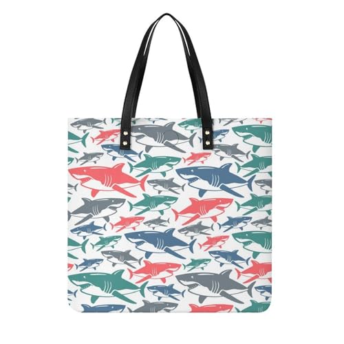 Sac à main shopper requins jaunes et verts, le tote bag spacieux anti-panne de place