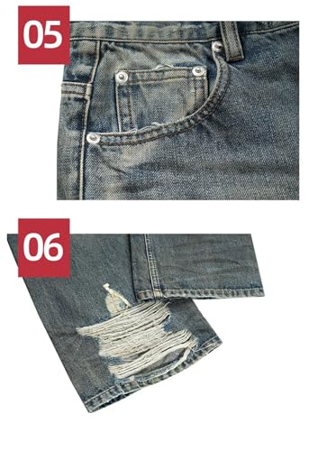 Men and Women Washed Dirty Baggy Jeans Straight Vintage Harajuku Streetwear Denim Trousers4