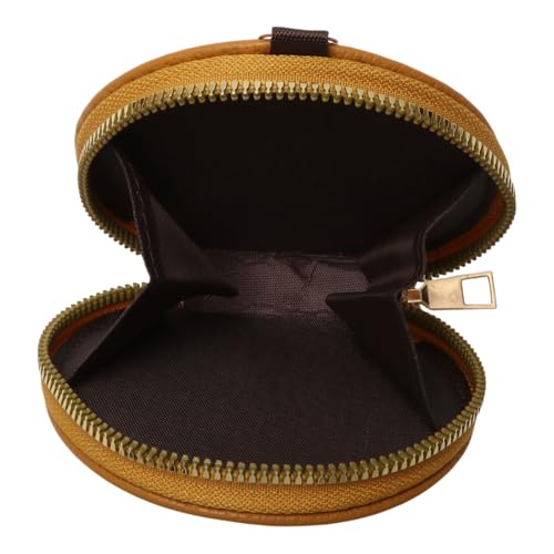 1Pcs Minimalist Wallet Solid Round Mini Wallet PU Leather Yellow 10.5x13.6cm3