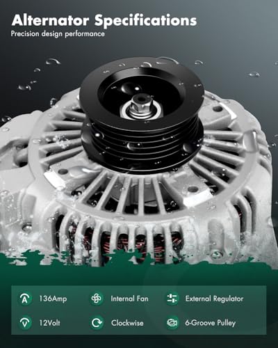 Image of SCITOO Alternator Fits for Dodge for Dakota 3.7L 4.7L 04-06,for Jeep for Grand Cherokee 4.7L 01-03,for Liberty 3.7L 03-06,for Mitsubishi for Raider 3.7L 06,136Amp High-output CW 6-Groove 13873