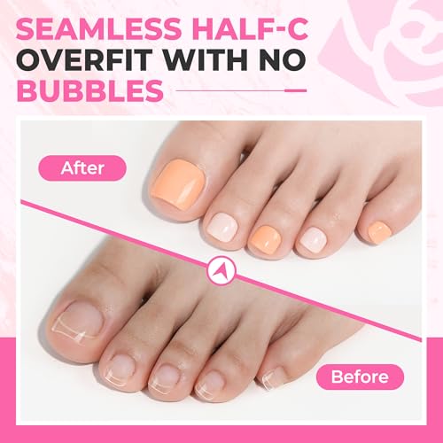 Image of UNA GELLA Toe Nail Tips Half-Cover Squavol 510 Pcs, 15 Sizes Pre-filed Squavol Toe Tips Acrylic Nails, Square Oval Nail Forms for Wide Toe Nail Extension, Flexible False Toe Nails for Home DIY Salon