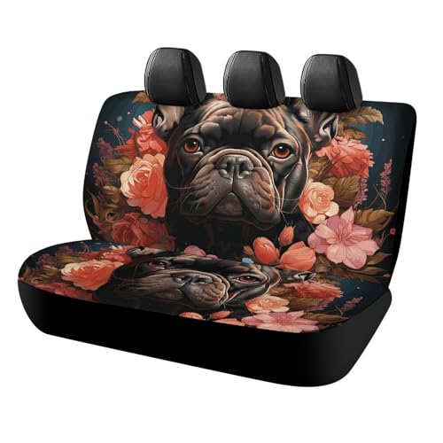 Housses de siège arrière antidérapantes et faciles à installer avec motif bouledogue